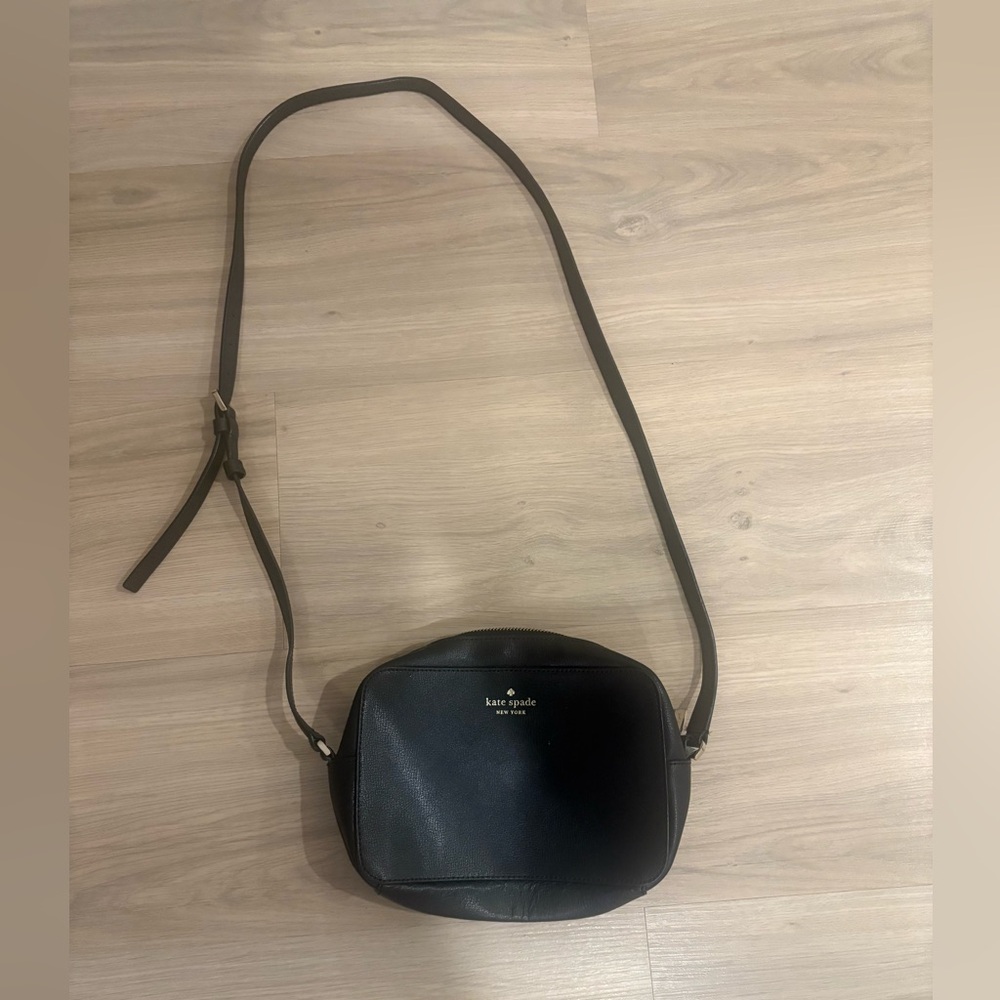 Kate Spade Black Leather Bag with Gold Accents